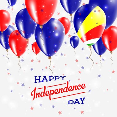 Seyşeller vektör vatansever Poster Bağımsızlık günü afişini parlak renkli balonları ile