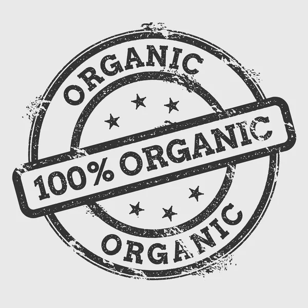 Selo de borracha orgânica 100 isolado em fundo branco Selo redondo Grunge com tinta de texto —  Vetores de Stock