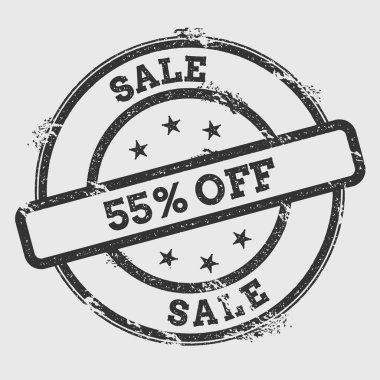 Satılık 55 lastik damgası kapalı izole Grunge beyaz arka plan üzerinde metin mürekkep dokulu yuvarlak mühür ve