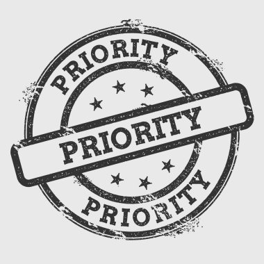 Öncelik lastik damgası izole Grunge beyaz arka plan üzerinde metin mürekkep dokulu yuvarlak mühür ve