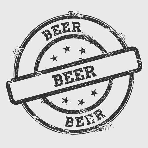 Carimbo de borracha de cerveja isolado no fundo branco Selo redondo Grunge com textura de tinta de texto e — Vetor de Stock