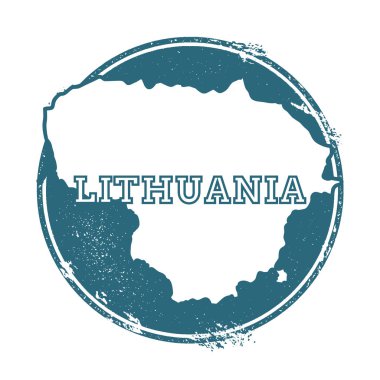 Grunge lastik damga adı ve Litvanya vektör çizim Haritası amblemi kullanılabilir