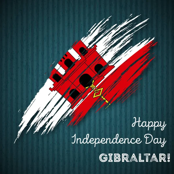 Gibraltar Día de la Independencia Diseño patriótico Pincelada expresiva en colores de la bandera nacional en la oscuridad — Vector de stock