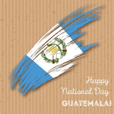 Guatemala Independence Day Patriotic Design Expressive Brush Stroke in National Flag Colors on clipart