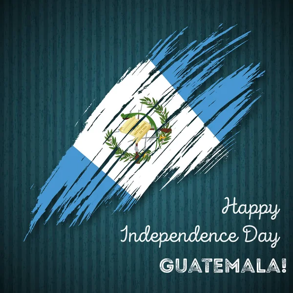 Guatemala Unabhängigkeitstag patriotisches Design ausdrucksstarker Pinselstrich in Nationalflaggenfarben auf dunklem Grund — Stockvektor