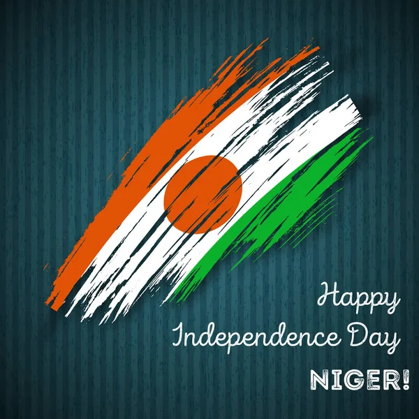 Niger Dzień Niepodległości patriotyczne projekt ekspresyjne pociągnięcia pędzlem w barwach narodowych Flaga na ciemny — Wektor stockowy