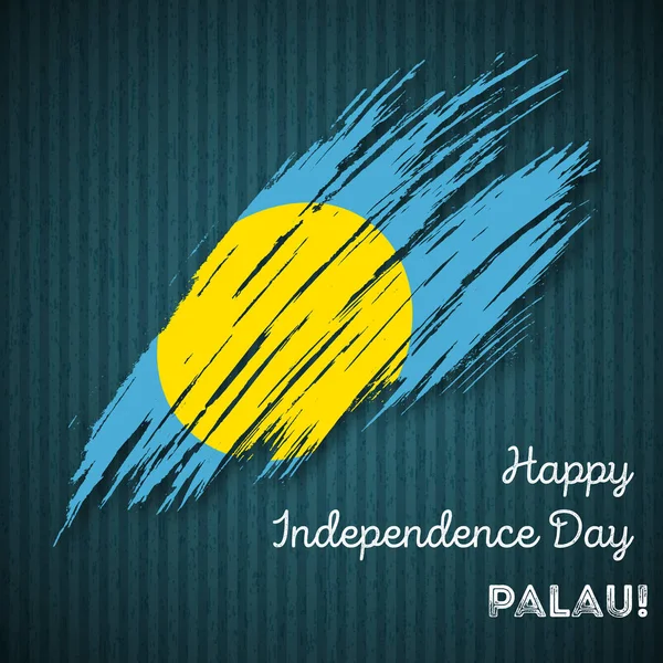 Día de la Independencia de Palau Diseño patriótico Pincelada expresiva en colores de bandera nacional en la oscuridad — Vector de stock