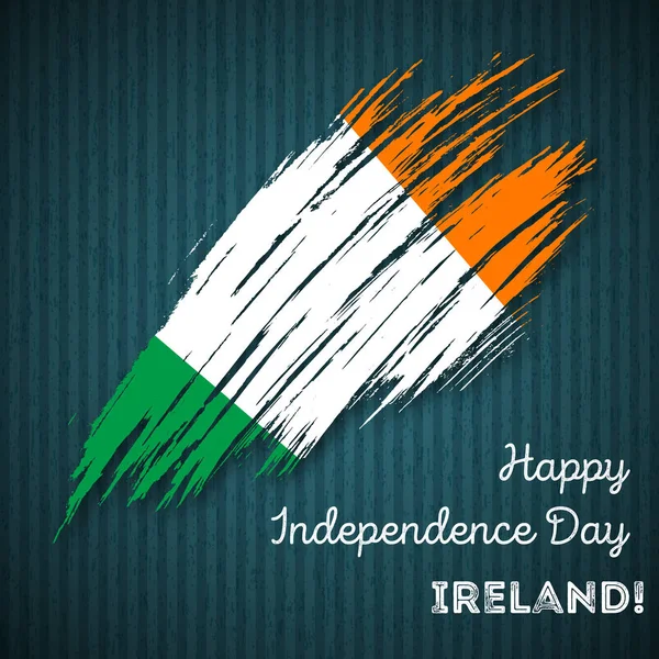 Irlandia Dzień Niepodległości patriotyczne projekt ekspresyjne pociągnięcia pędzlem w barwach narodowych Flaga na ciemny — Wektor stockowy