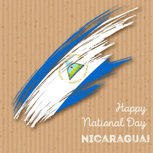 Dia da independência da Nicarágua Design Patriótico Pincel Expressivo Curso em cores da bandeira nacional em —  Vetores de Stock