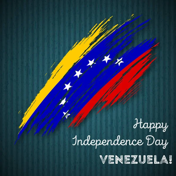 Día de la Independencia de Venezuela Diseño patriótico Pincelada expresiva en colores de bandera nacional en la oscuridad — Vector de stock