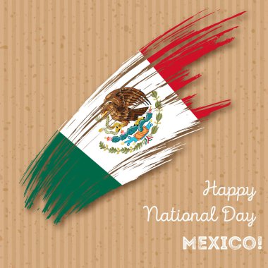 Meksika Bağımsızlık günü vatansever tasarım etkileyici fırça darbesi kraft ulusal bayrak renk
