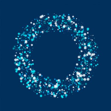 Güzel yağan kar simit çerçeve ile derin mavi arka plan vektör üzerinde güzel yağan kar