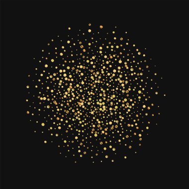Altın konfeti küre siyah arka planda vektör çizim