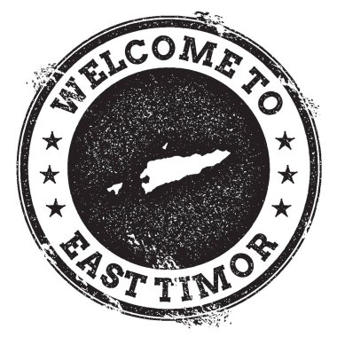 Vintage pasaport hoş geldiniz damgası ile Timorleste harita Grunge lastik damgası ile Timorleste hoş geldiniz