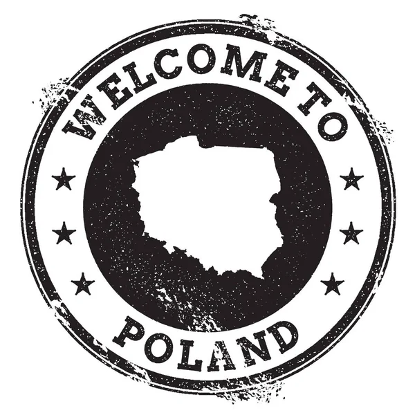 Úvodní razítko Vintage pas s mapou Polsko Grunge razítko s uvítací text Polsko — Stockový vektor