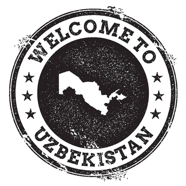 Vintage pasaport hoş geldiniz damga ile Özbekistan harita Grunge lastik damgası ile Özbekistan'a hoş geldiniz