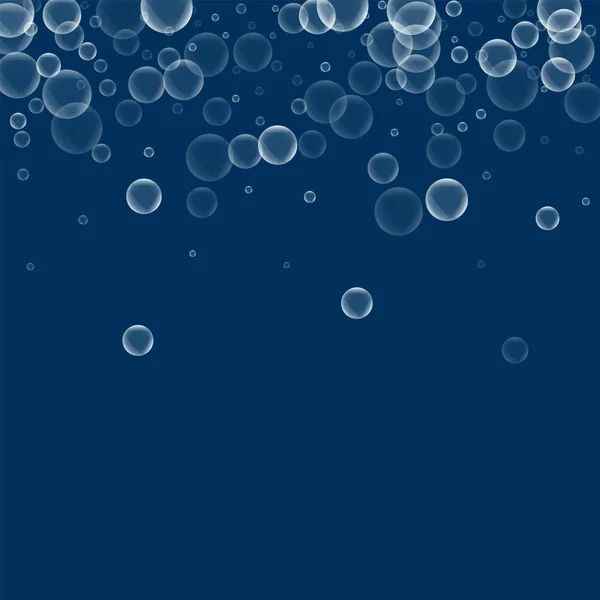 Burbujas de jabón al azar Dispersar gradiente superior con burbujas de jabón al azar sobre fondo azul profundo Vector — Vector de stock
