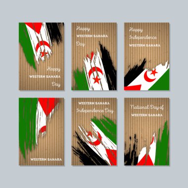 Batı Sahara Milli Günü ifade fırça darbesi ulusal bayrak renk için vatansever kartları