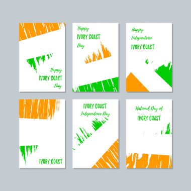 Fildişi Sahili Milli Günü ifade fırça darbesi ulusal bayrak renk için vatansever kartları