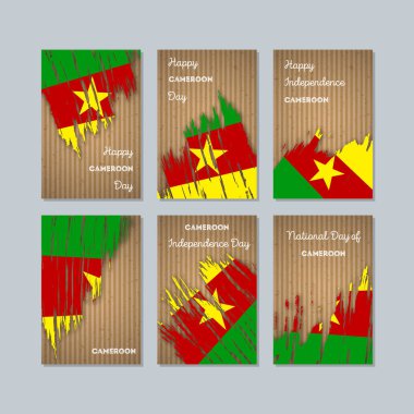 Kamerun Milli Günü ifade fırça darbesi kraft ulusal bayrak renk için vatansever kartları