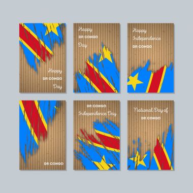 Dr Kongo Milli Günü ifade fırça darbesi kraft ulusal bayrak renk için vatansever kartları