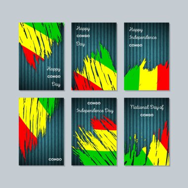 Kongo Milli Günü ifade fırça darbesi kara günü ulusal bayrak renklerde için vatansever kartları