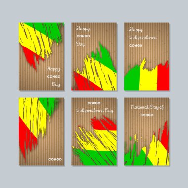 Kongo Milli Günü ifade fırça darbesi kraft ulusal bayrak renk için vatansever kartları