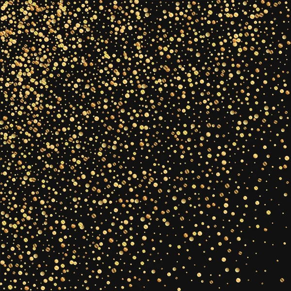 Gold confetti Dispersão abstrata sobre fundo preto Ilustração vetorial — Vetor de Stock