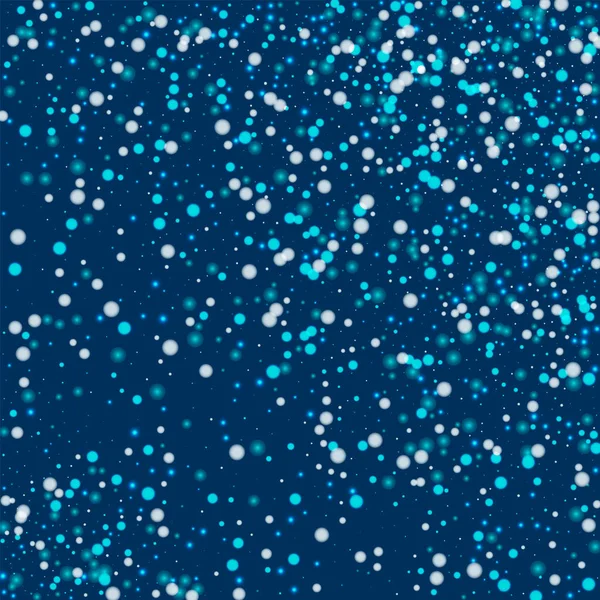 Bella neve che cade Dispersione casuale con bella neve che cade su sfondo blu profondo Vettore — Vettoriale Stock