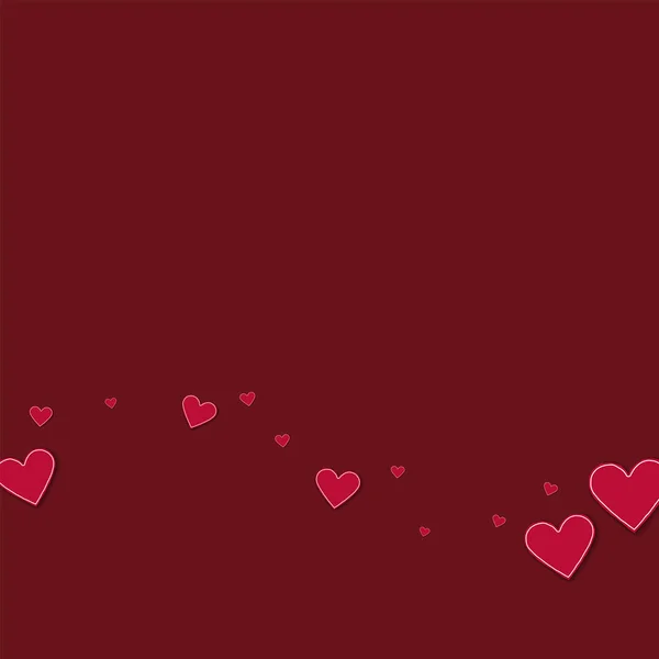 Ausschnitt rotes Papier Herzen untere Welle auf weinrotem Hintergrund Vektor Illustration — Stockvektor
