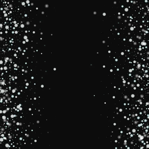 Belle neige tombante Cadre dispersé avec belle neige tombante sur fond noir Vecteur — Image vectorielle