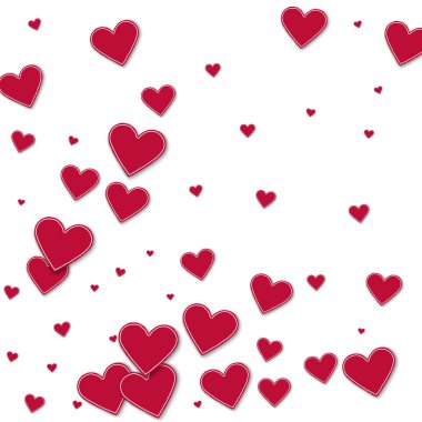 Kesikli kırmızı kağıt kalpler soyut desen beyaz arka planda vektör çizim