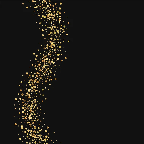 Gold confetti Left wave on black background Vector illustration