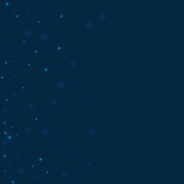 Esparso brilhante neve Dispersão gradiente esquerdo sobre fundo azul profundo Ilustração vetorial — Vetor de Stock
