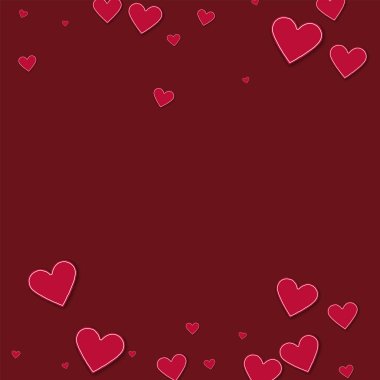 Kesikli kırmızı kağıt kalpler parçalı sınır şarap kırmızı arka plan üzerinde vektör çizim