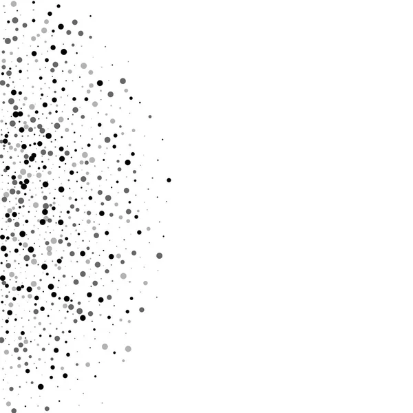 黒い点線の白い背景ベクトル図の密な黒のドット左半円 — ストックベクタ
