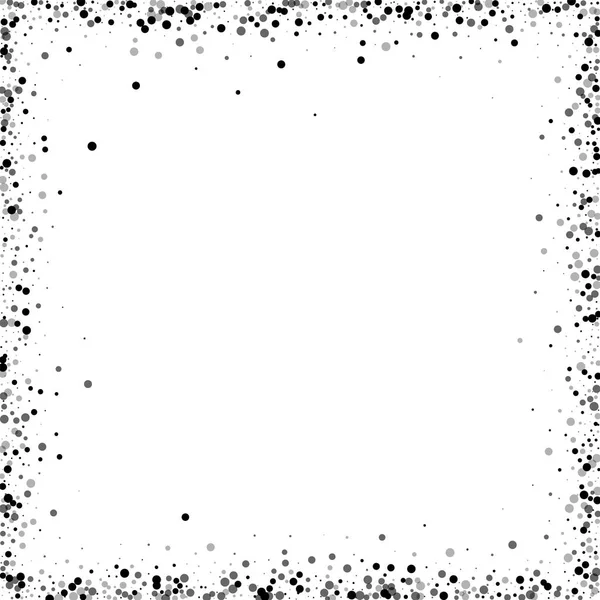 Dense black dots Chaotic frame with dense black dots on white background Vector illustration — Stock Vector