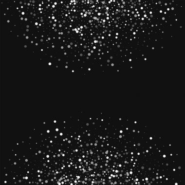 Rasgele düşen beyaz nokta siyah arka plan üzerine rastgele düşme ile soyut yarım daire beyaz nokta