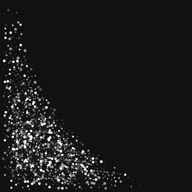 Siyah arka plan üzerine rastgele düşen beyaz noktalar alt sol köşesinde beyaz rasgele düşme ile noktalar