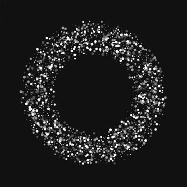 Rasgele düşen beyaz nokta simit rasgele düşme ile beyaz çerçeve nokta siyah arka planda vektör