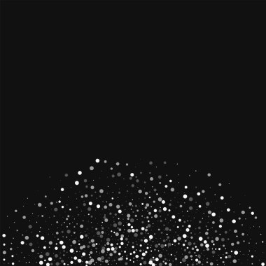 Rasgele düşen beyaz nokta alt semicirclee rasgele düşme ile beyaz nokta siyah arka plan üzerine