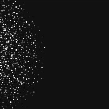 Rasgele düşen beyaz nokta siyah arka plan üzerine rastgele düşme ile sol yarım daire beyaz nokta