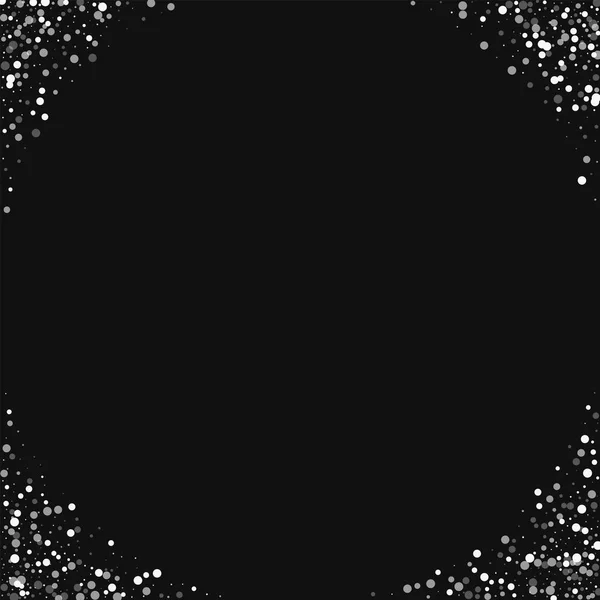 Casuale caduta puntini bianchi Angoli con casuali puntini bianchi che cadono su sfondo nero Vettore — Vettoriale Stock