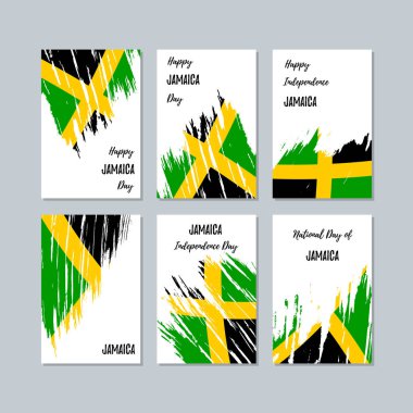 Jamaika vatansever kartları Milli Günü ifade fırça darbesi beyaz Milli bayrak renk için