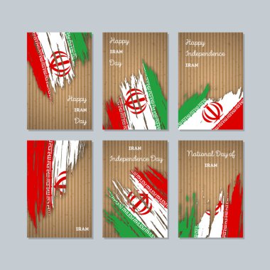 Iran Milli Günü ifade fırça darbesi kraft ulusal bayrak renk için vatansever kartları