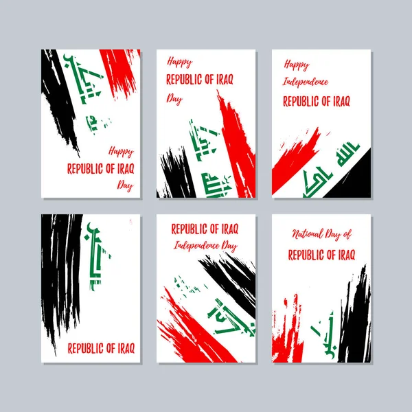 Irak Cumhuriyeti Milli Günü ifade fırça darbesi ulusal bayrak renkleri için vatansever kartları