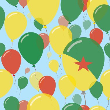 Fransız Guyanası Fransız renklerde ulusal gün düz Seamless Modeli kutlama uçan balonlar