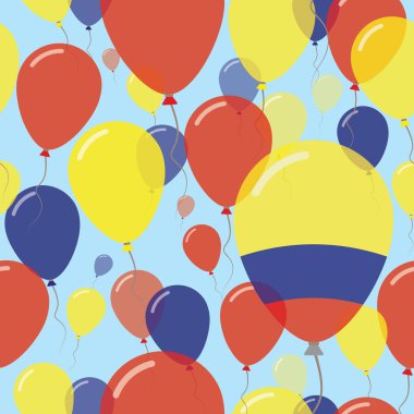 Kolombiya Milli gün düz Seamless Modeli kutlama balonları Kolombiya renkleri uçan