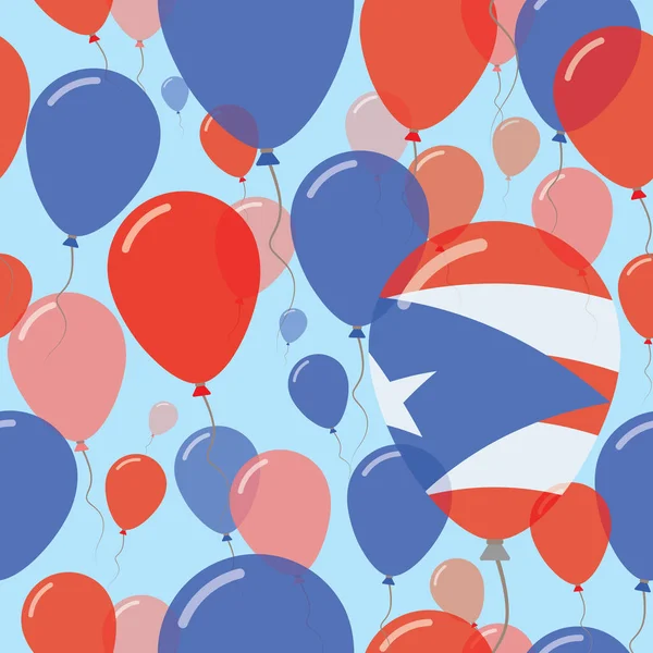 Día Nacional de Puerto Rico Patrón plano sin costuras Globos de celebración de vuelo en colores de Puerto Rico — Vector de stock