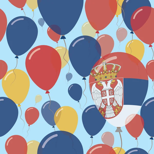 Serbia Narodowy Dzień płasko Seamless Pattern latające Balony celebracja w kolorach flagi serbski — Wektor stockowy